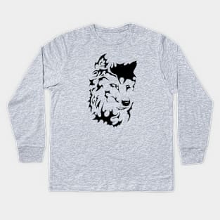 Tribal Wolf Kids Long Sleeve T-Shirt